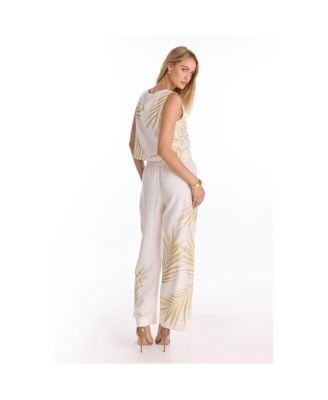 Women's Sola Linen Pant - Gold Palm