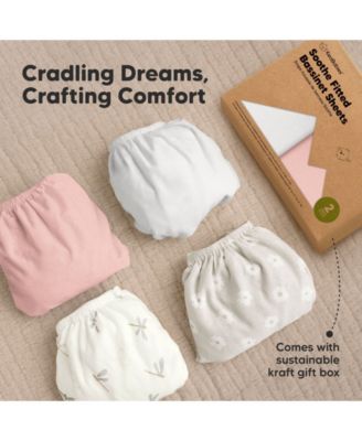 Bassinet Sheet for Baby Girls, Boys, 2-Pack Soothe Bassinet Fitted Sheets, Bedside Bassinet Mattress Sheet