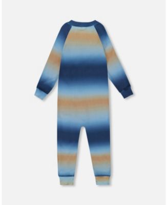 Baby Boy One-Piece Thermal Underwear Blue and Beige Gradient - Baby