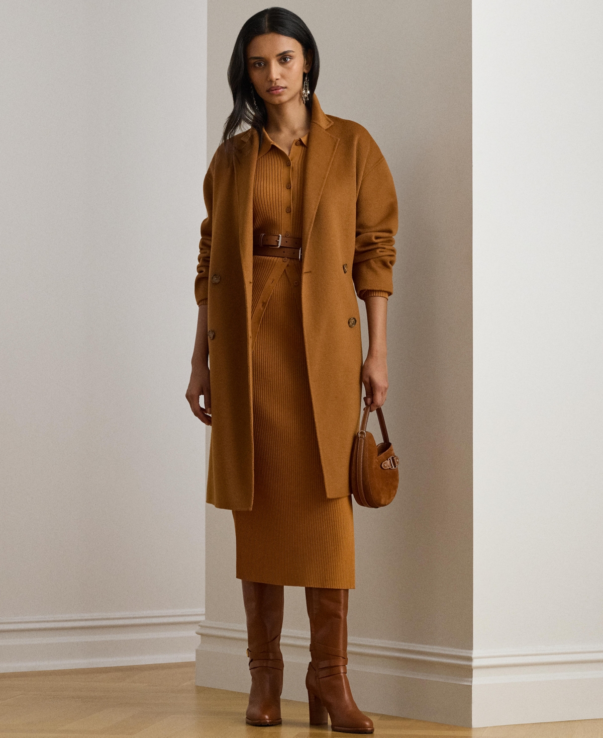 Ralph Lauren Rib-knit Pencil Midi Skirt