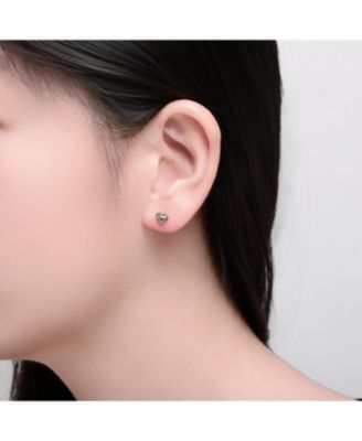 Two-Tone Sleek Heart Stud Earrings