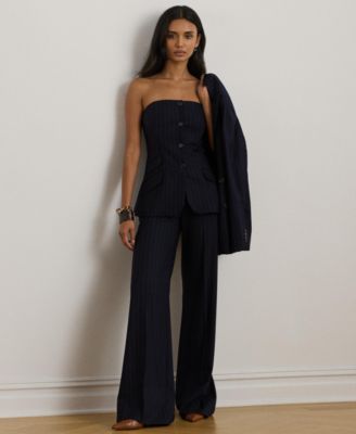 Women's Suiting-Caita Pinstripe Wool-Blend Twill Top