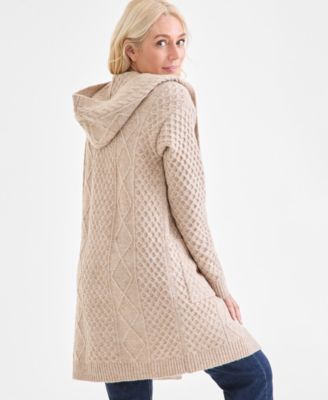 Women's Chunky Cable-Knit Hoodie Cardigan, Created for Macy's