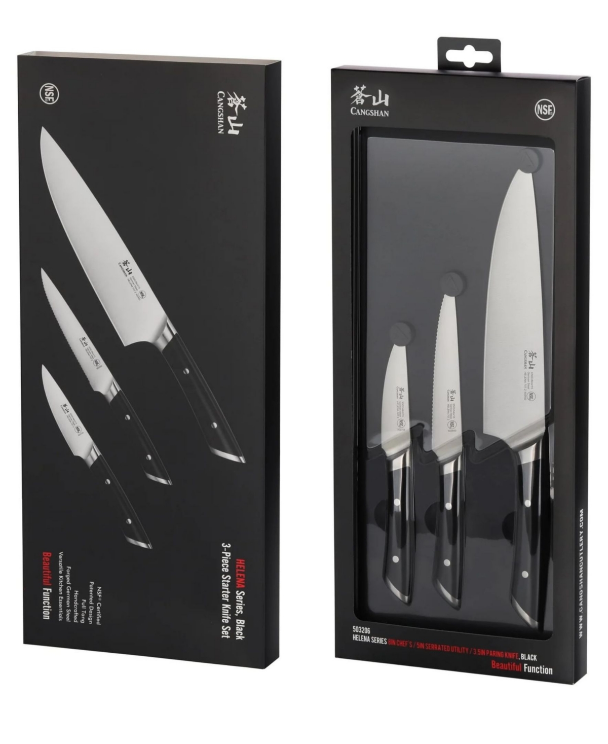 Cangshan Canghshan Helena Series 3-pc. Starter Knife Set In Black