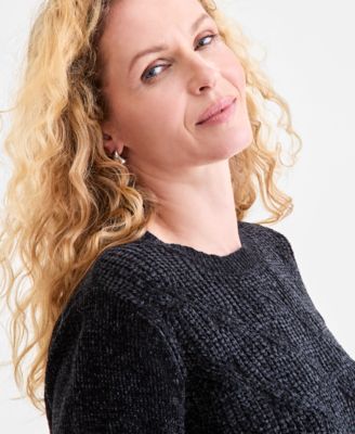 Petite Chenille Cable Knit Sweater, Macy's Exclusive