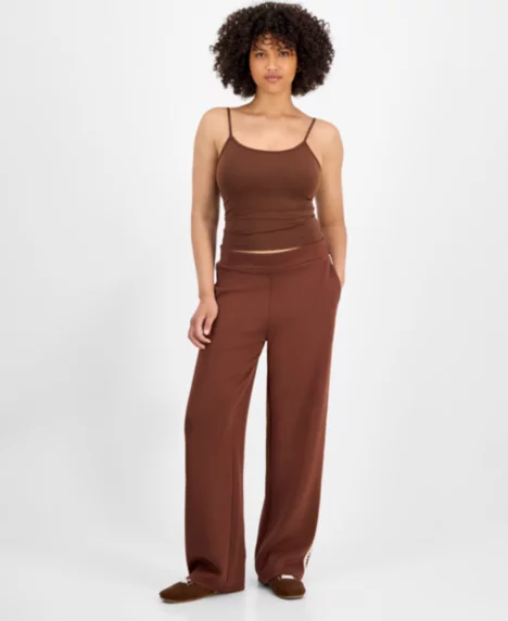 Petite Cozy Whipstitched Pull-On Sweatpants - Cream