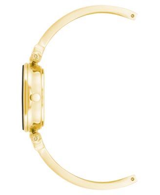 Women's Quartz Round Black and Gold-Tone Metal Alloy Bangle Watch, 28mm