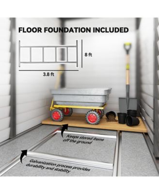 4.6' x 9' Metal Outdoor Storage Shed with Lockable Doors Dark