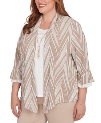 Plus Size Urban Legend Exploded Chevron Two In One Pull On Top with Necklace