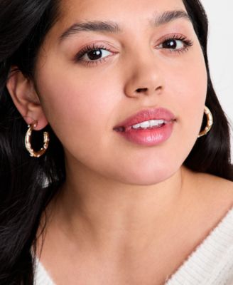 Medium Imitation Pearl C-Hoop Earrings, 1.33", Macy's Exclusive