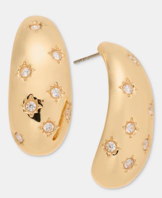 On 34th - Pav&eacute; Star Puffy J-Hoop Earrings