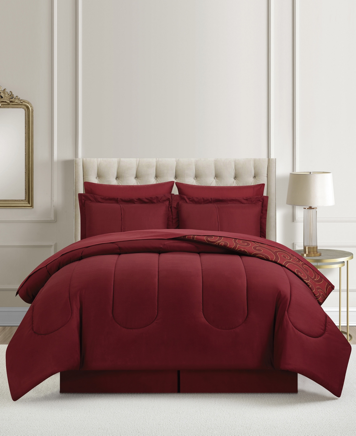 Sunham Scroll Metallic 8-pc. Comforter Sets In Burgundy