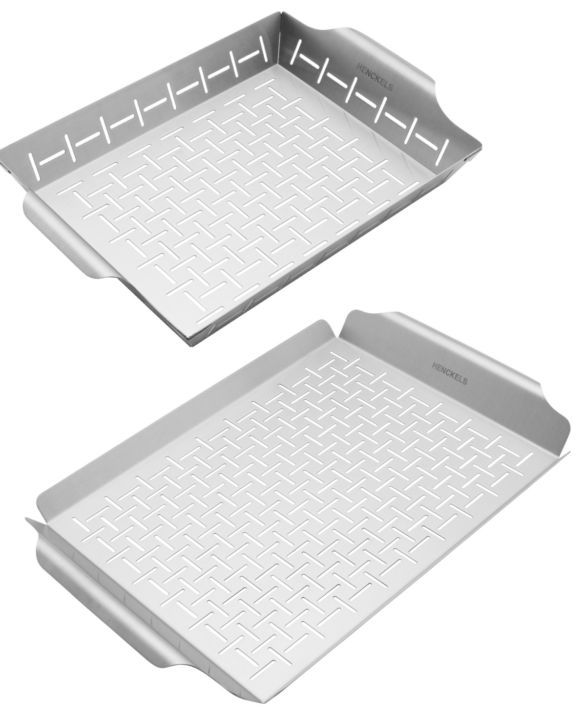 Henckels Bbq 2-pc. Grill Topper And Basket Set In Silver