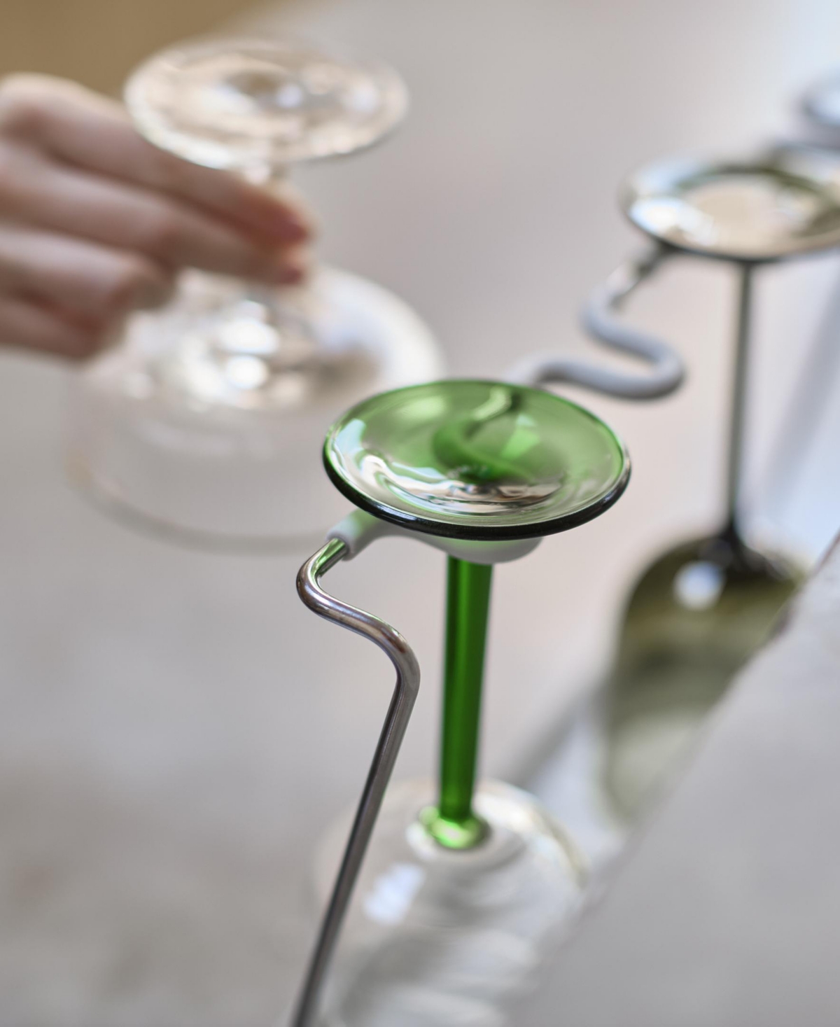 Joseph Joseph Drysmart Folding Wine Glass Drying Rack In White
