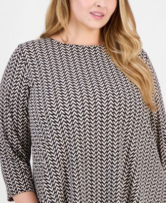Plus Size Chevron-Print Handkerchief-Hem Top, Macy's Exclusive