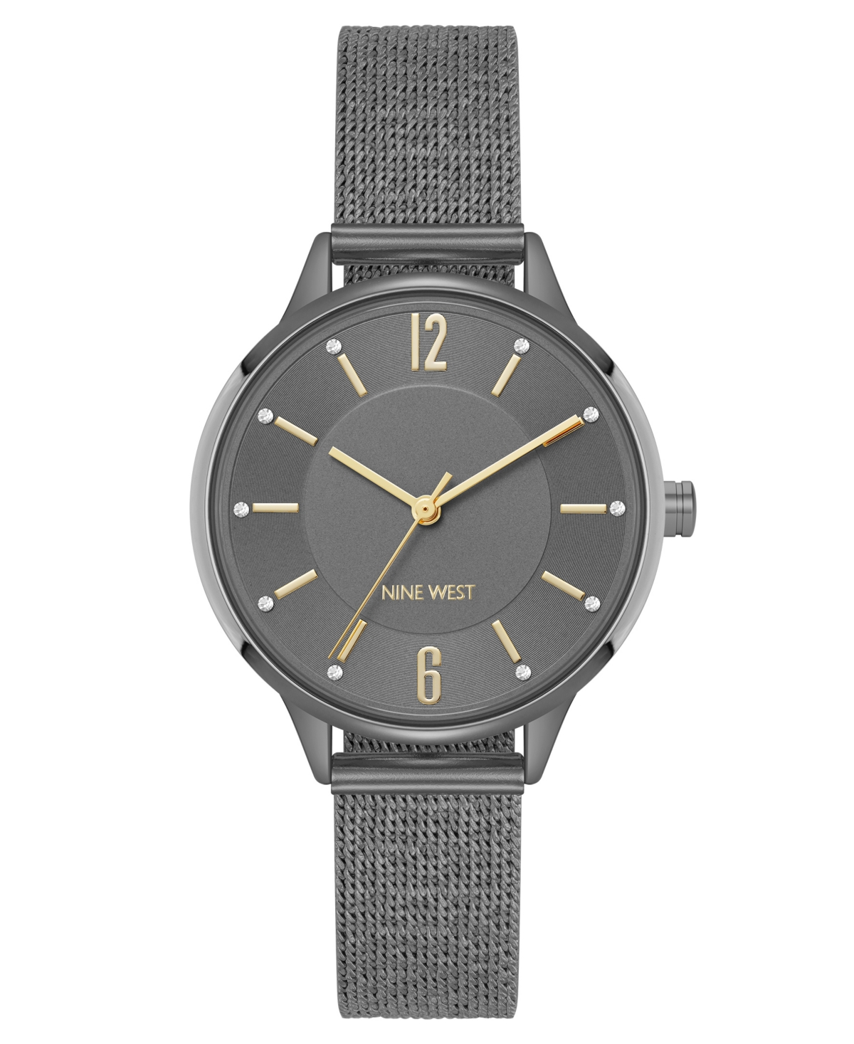 Nine West Women's Quartz Capital Gray Stainless Steel Mesh Watch, 34mm In Gray
