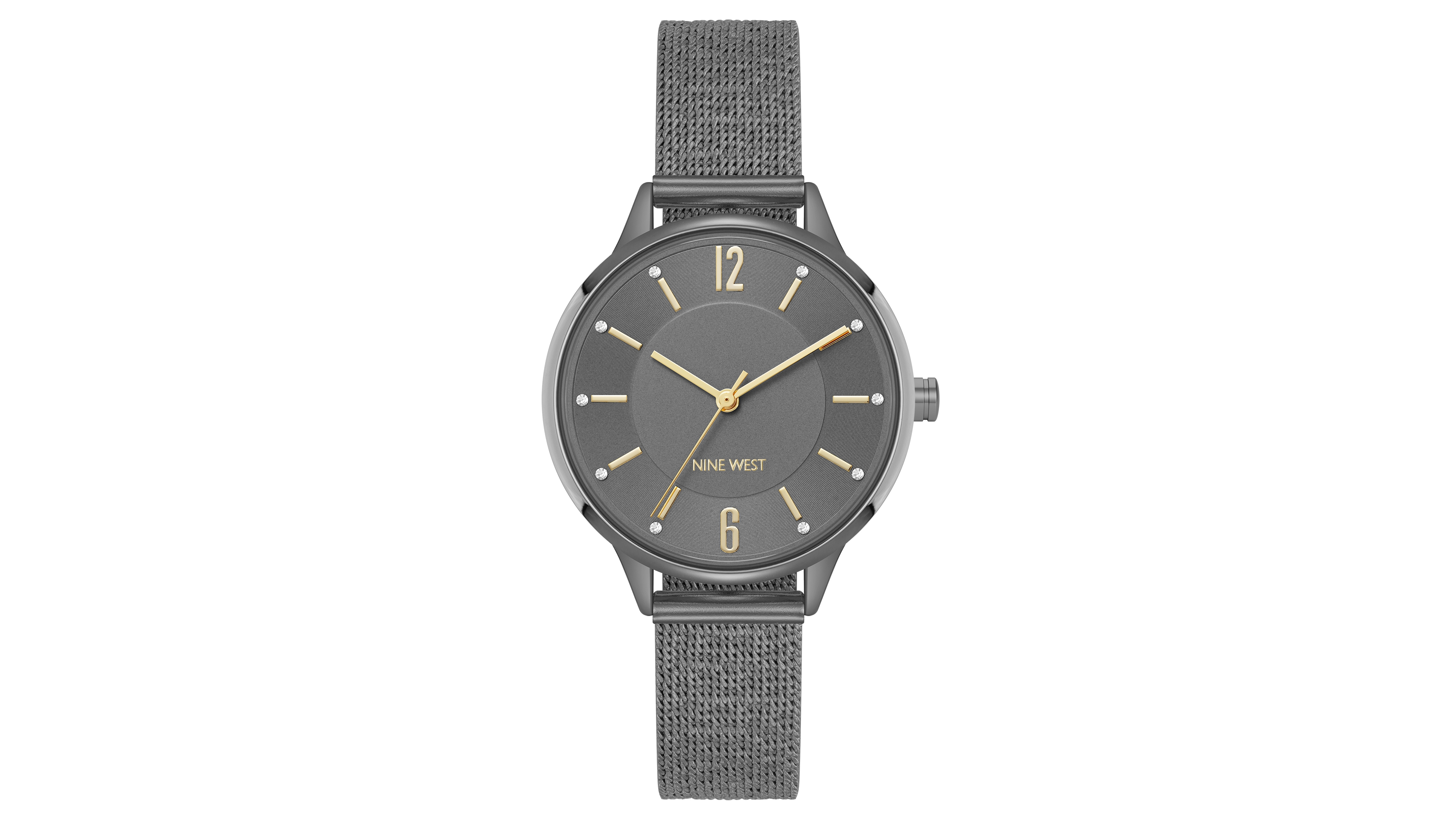 Nine West Women's Quartz Capital Gray Stainless Steel Mesh Watch, 34mm