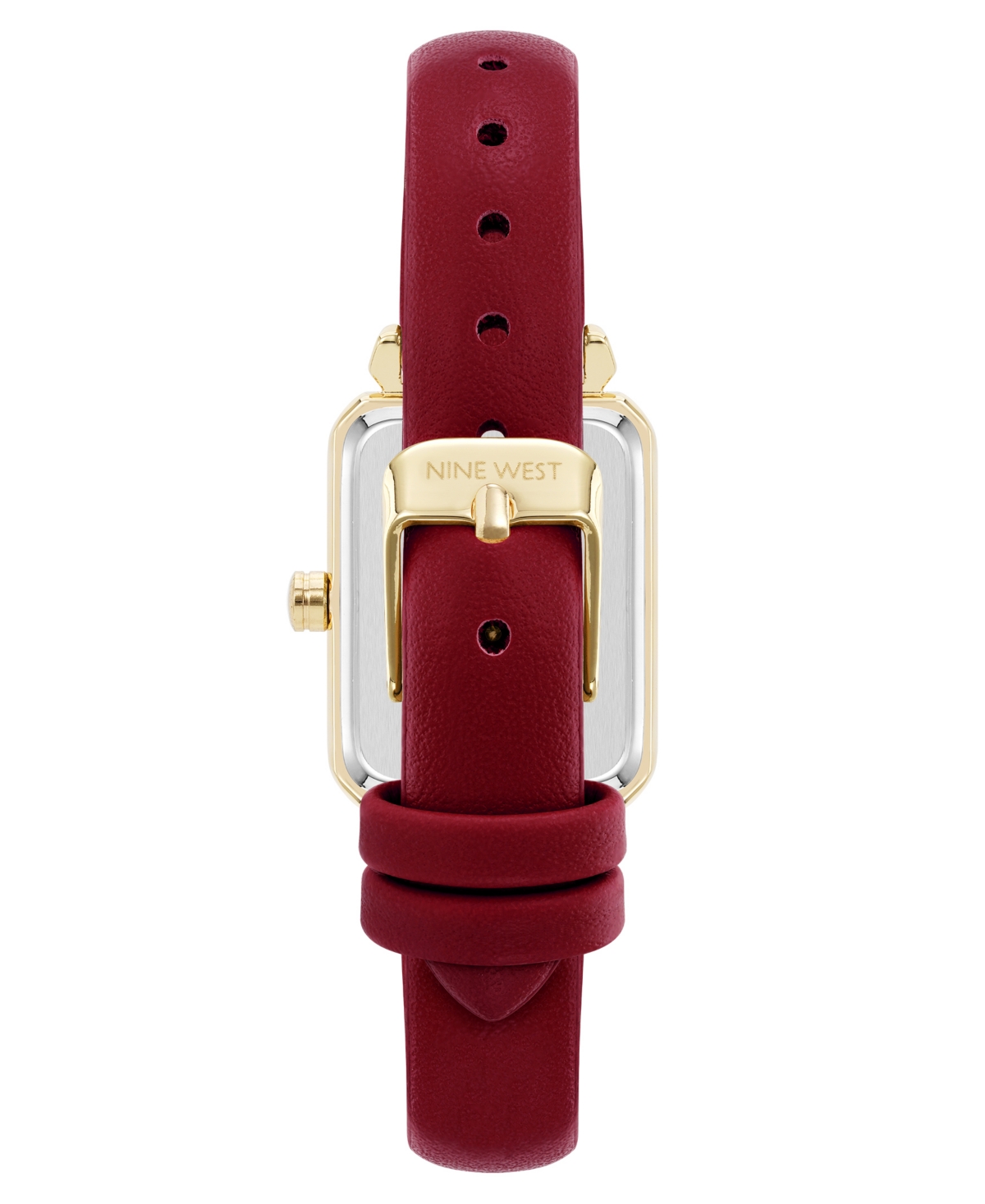 Nine West Women's Quartz Everyday Burgundy Leather And Gold-tone Watch, 25mm In Red