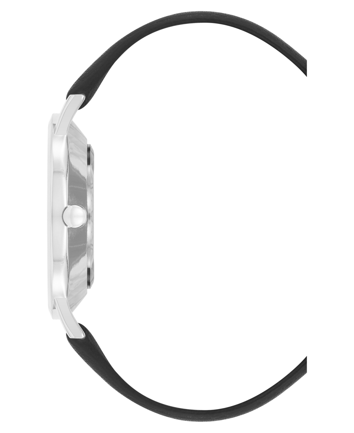 Nine West Women's Quartz Signature Black Leather And Silver-tone Watch, 34mm