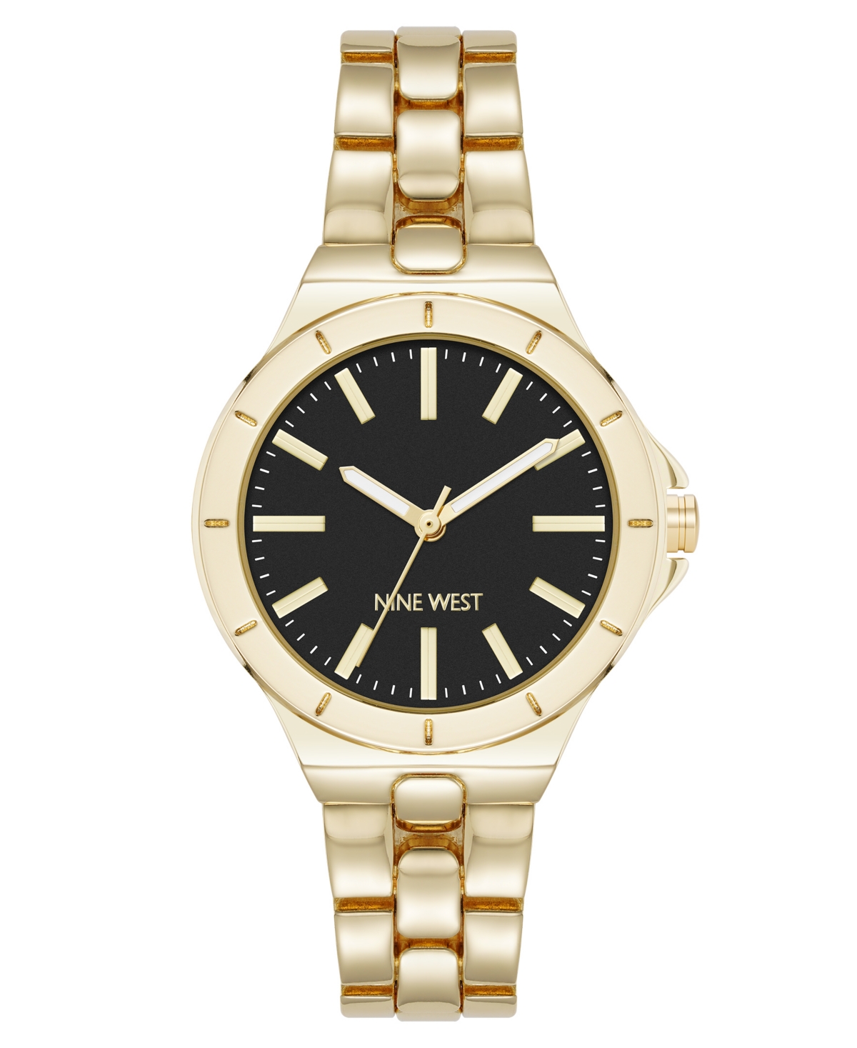 Anne Klein Women's Quartz Iconic Black And Gold-tone Metal Alloy Watch, 35mm In Multi