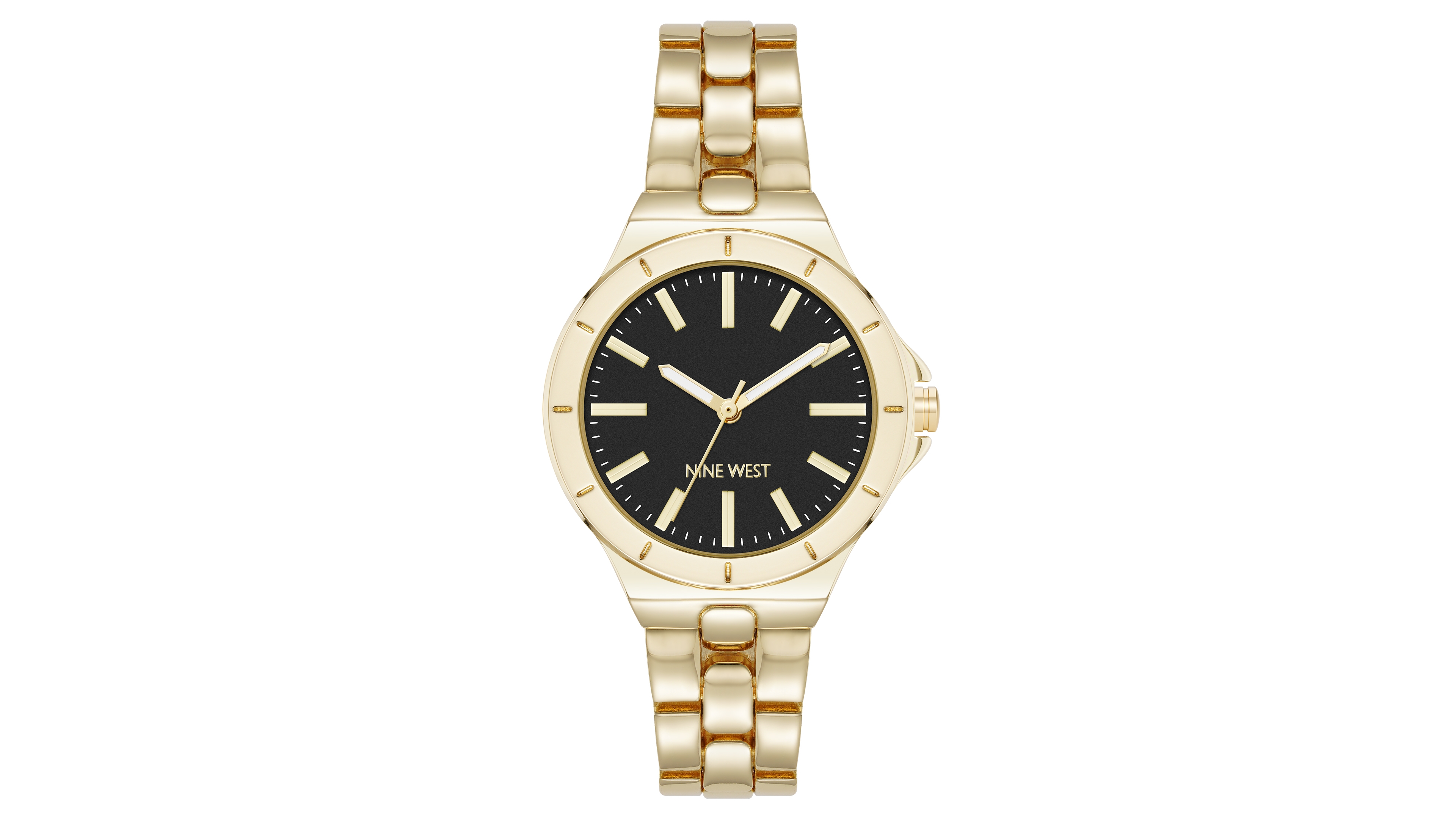 Anne Klein Women's Quartz Iconic Black and Gold-Tone Metal Alloy Watch, 35mm