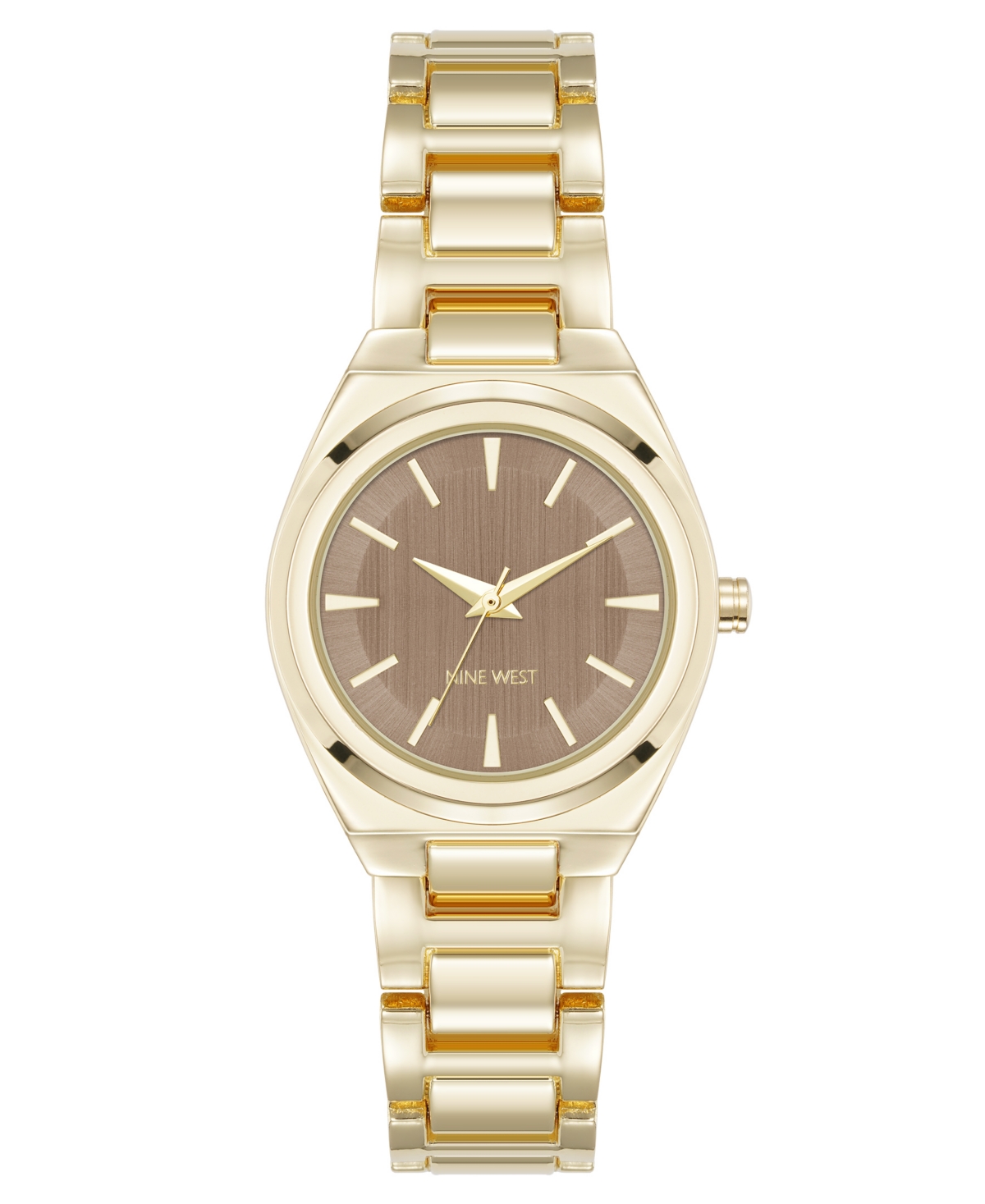 Anne Klein Women's Quartz Minimalist Tan And Gold-tone Metal Alloy Watch, 30mm