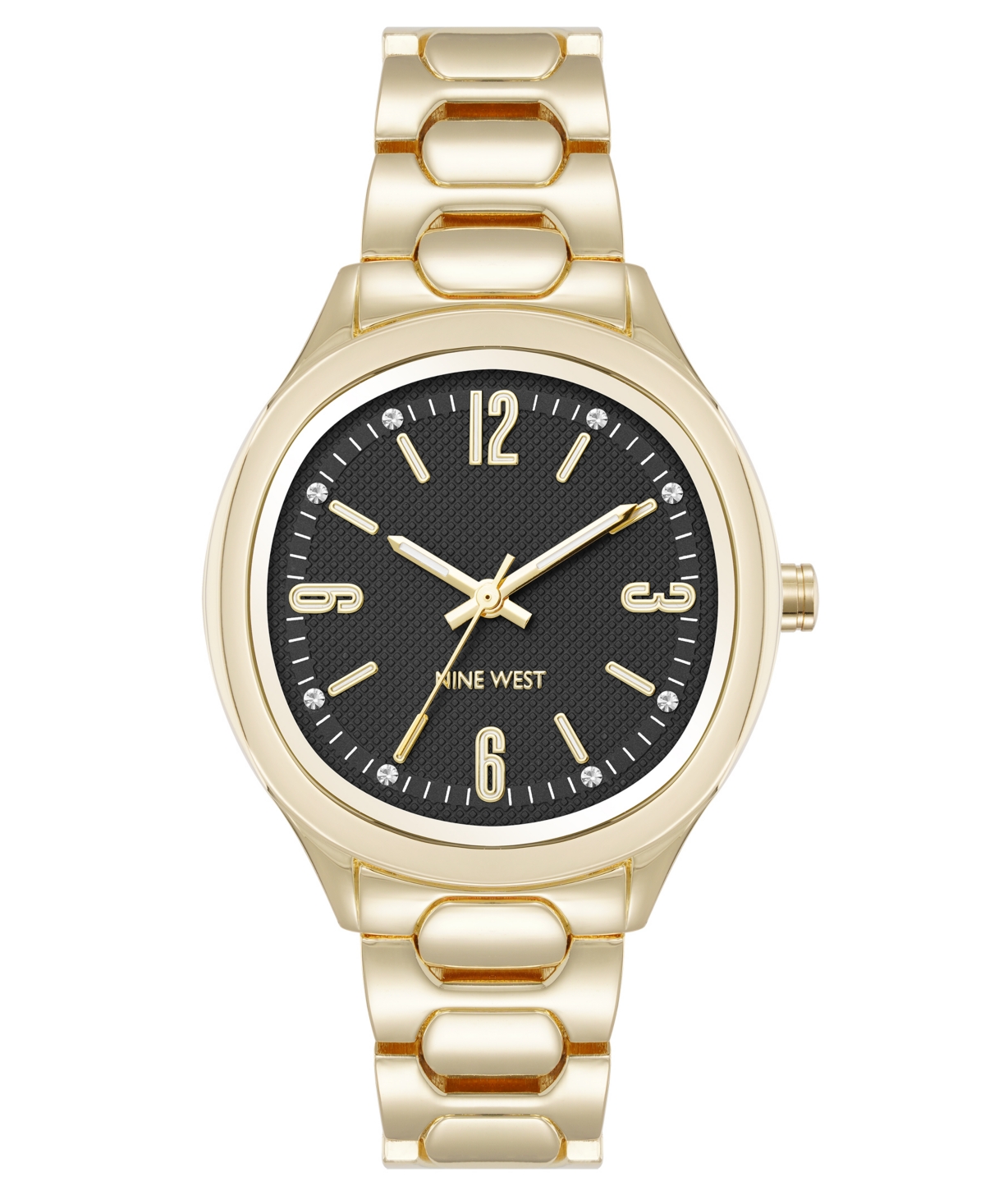 Anne Klein Women's Quartz Unique Black And Gold-tone Metal Alloy Watch, 33mm In Multi