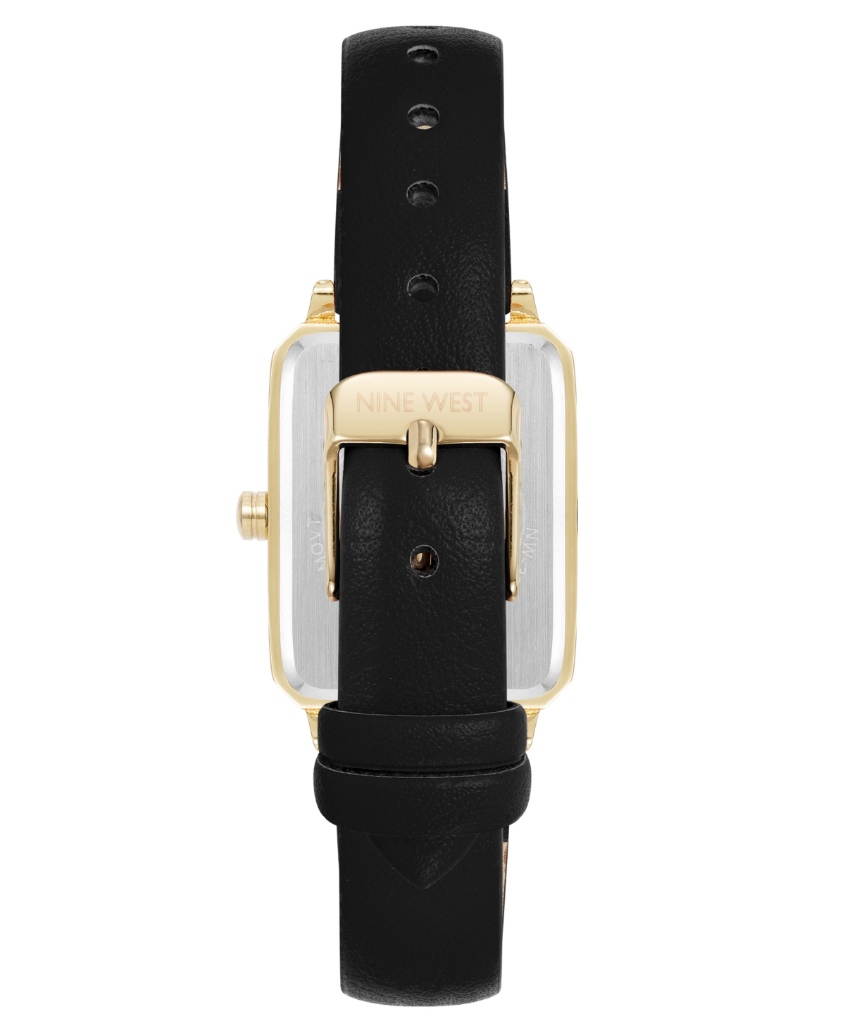 Nine West Women's Quartz Petite Black Leather And Gold-tone Watch, 25mm In Black