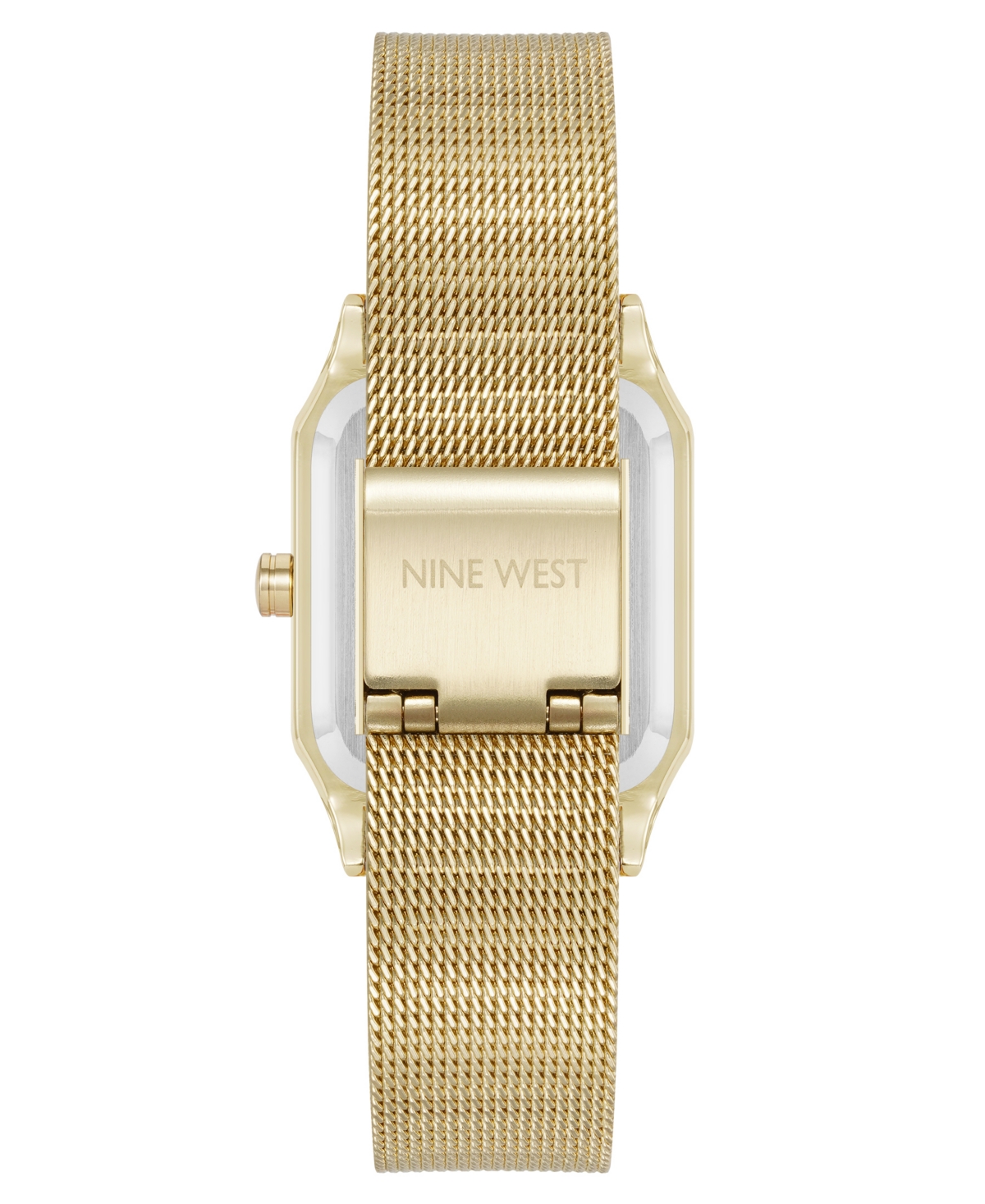 Nine West Women's Quartz Faceted Tan And Gold-tone Stainless Steel Mesh Watch, 26mm