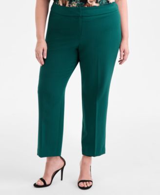 Plus Size Mid-Rise Straight-Leg Ankle Pants 