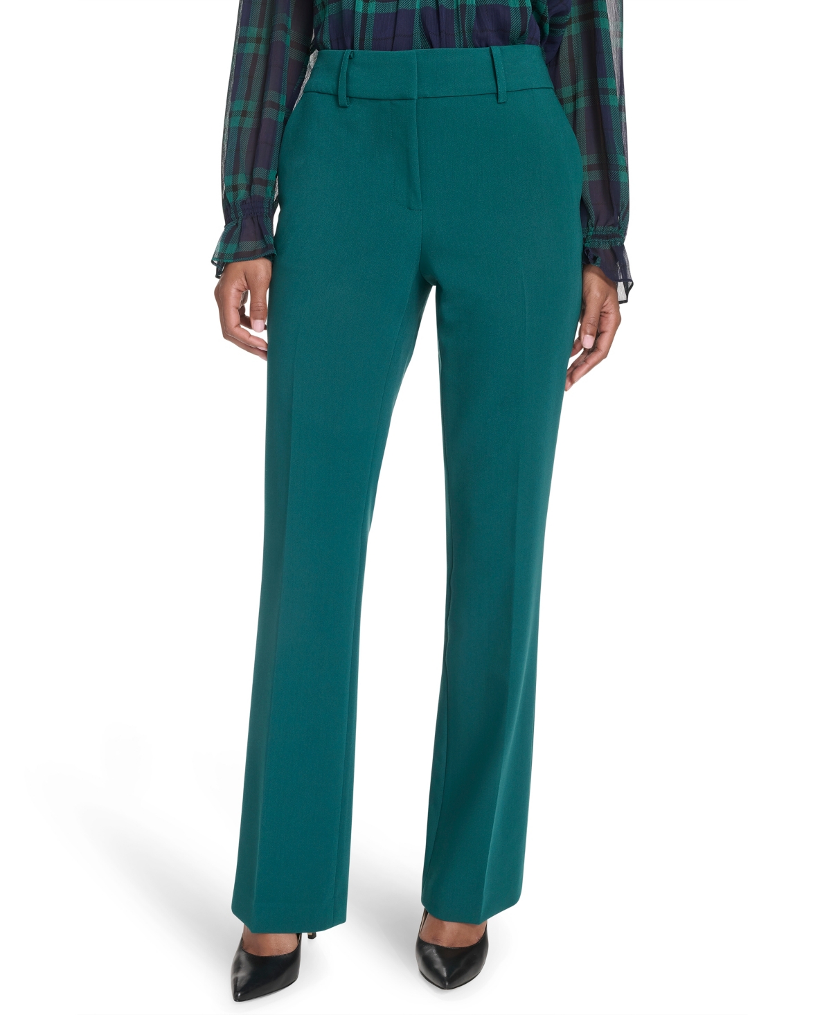 Tommy Hilfiger Women's Solid Sutton Bootcut Trousers In Green