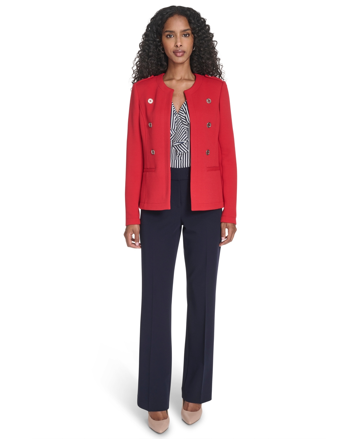 Tommy Hilfiger Women's Twill Jacquard Band Jacket In Red