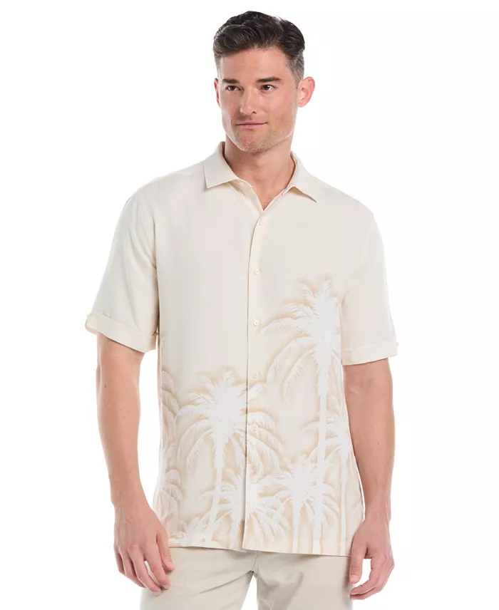 Men's Batik Palm Print Short-Sleeve Button-Down Shirt