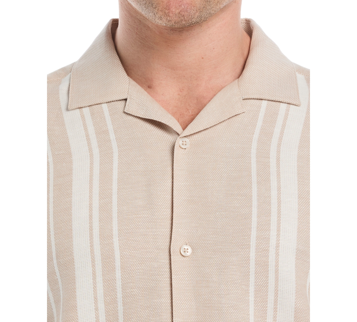 Cubavera Men's Yarndye Panels Dobby Short Sleeve Button Down Shirt In Brown