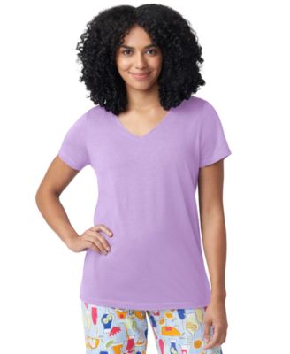 Women's Solid Short-Sleeve Scoop-Neck Pajama T-Shirt