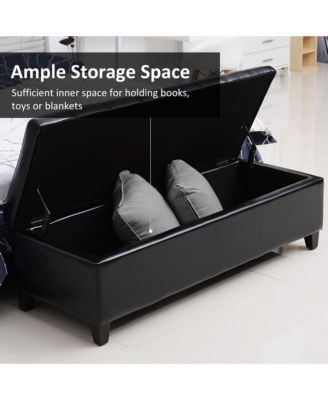 Storage Ottoman Bench 3-seater PU Leather Furniture Foot Stool