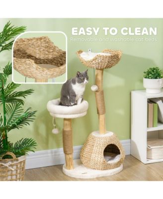 41" Cat Tree for Indoor Cats with Wooden Cat Scratching Posts, Condo