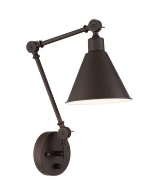 Set of 2 Dark Bronze Plug-in 6" Light Fixture Wray Modern Industrial Swing Arm Wall Lamps