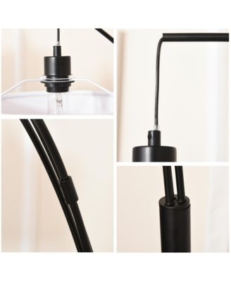 Arc Floor Lamp w/3 Hanging Drum Shape Lampshade, and Flexible Steel Pole