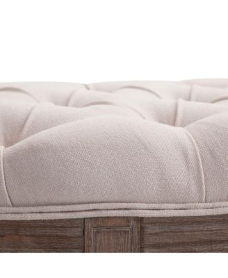 Vintage Semi-Circle Entryway Bench w/Tufted Upholste Fabric, Off