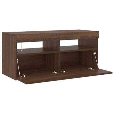 TV Stand with LED Lights Brown Oak 35.4"x13.8"x15.7"