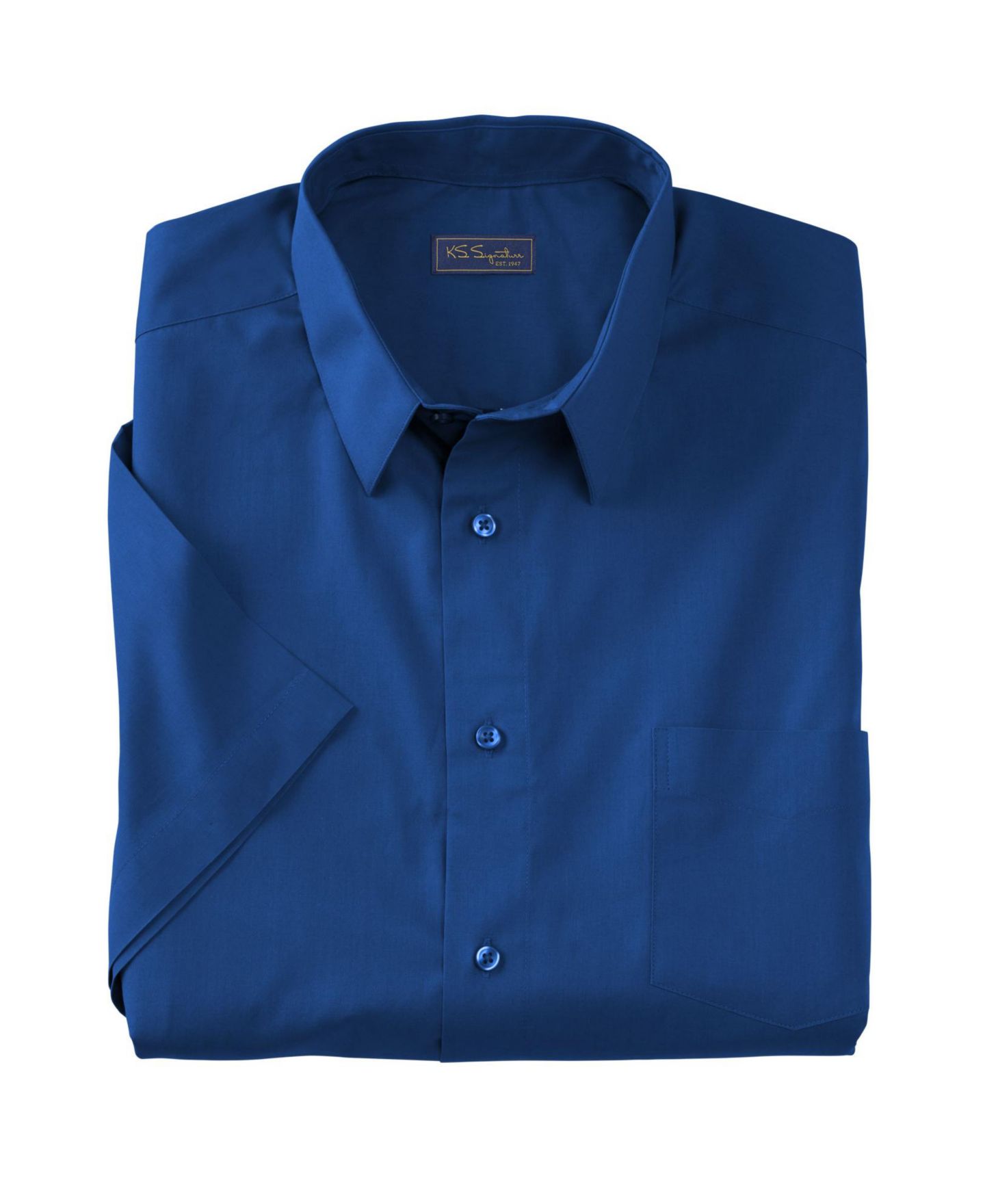 Мужская рубашка KingSize Wrinkle-Free Short-Sleeve Dress Shirt, цвет: Полуночный тёмно-синий — фото 2