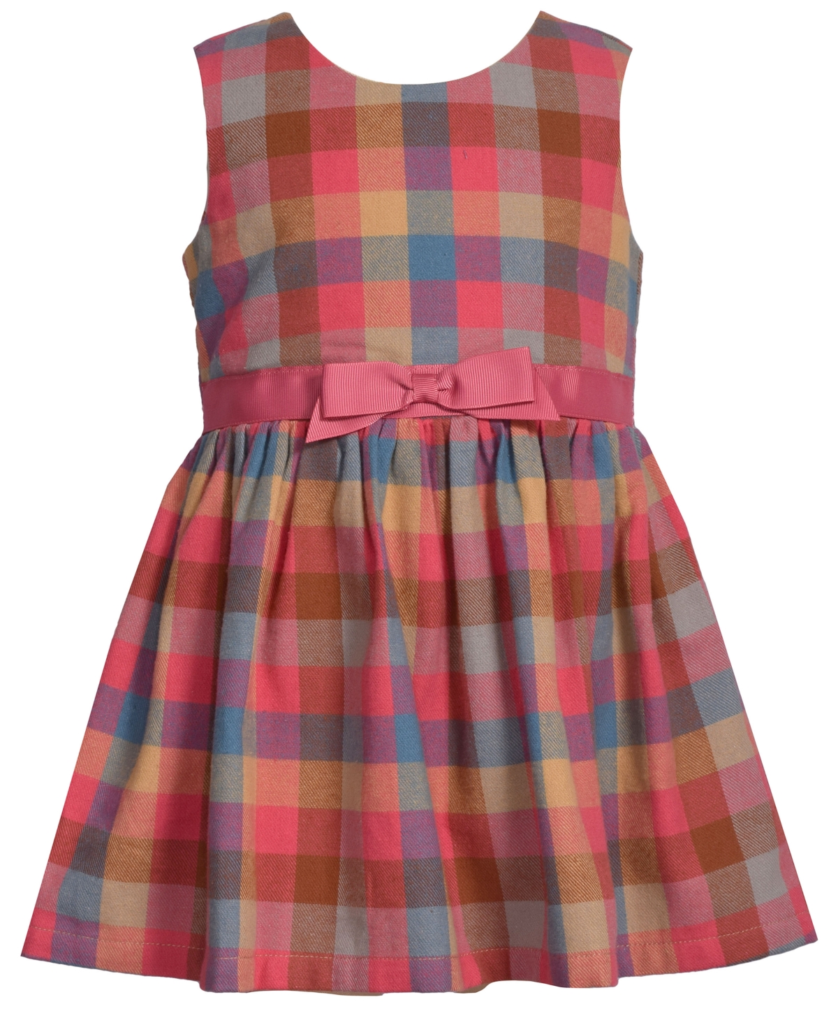 Bonnie Baby Baby Girls 2-piece Embroidered Sweater And Plaid Dress Set In Brown