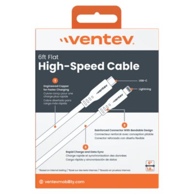 Ventev Flat USB-C to Apple Lightning High Speed Tangle-Free 6 Foot Cable