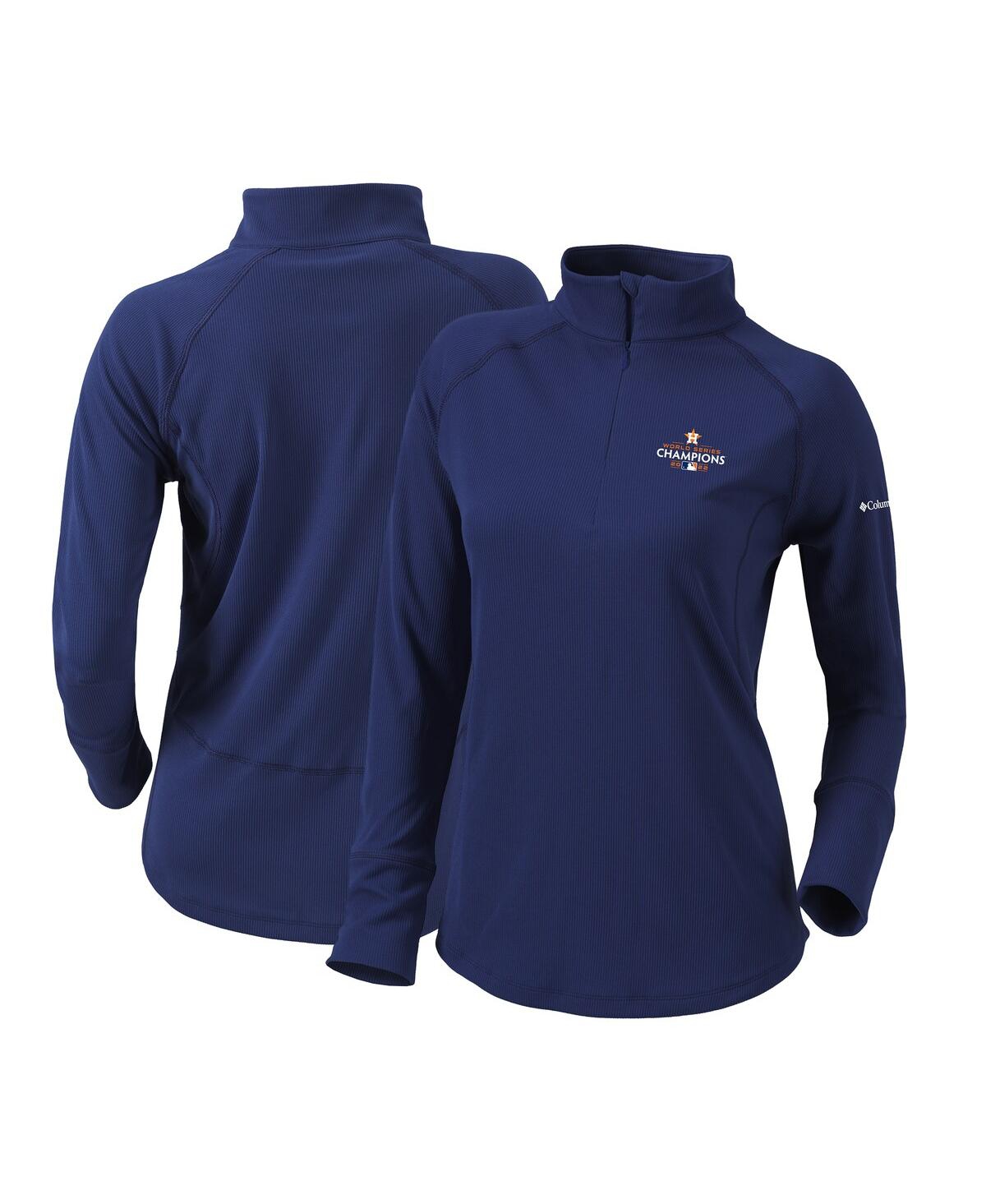 Women's Navy Houston Astros 2022 World Series Champions Flop Shot Half-Zip Pullover Jacket - Navy