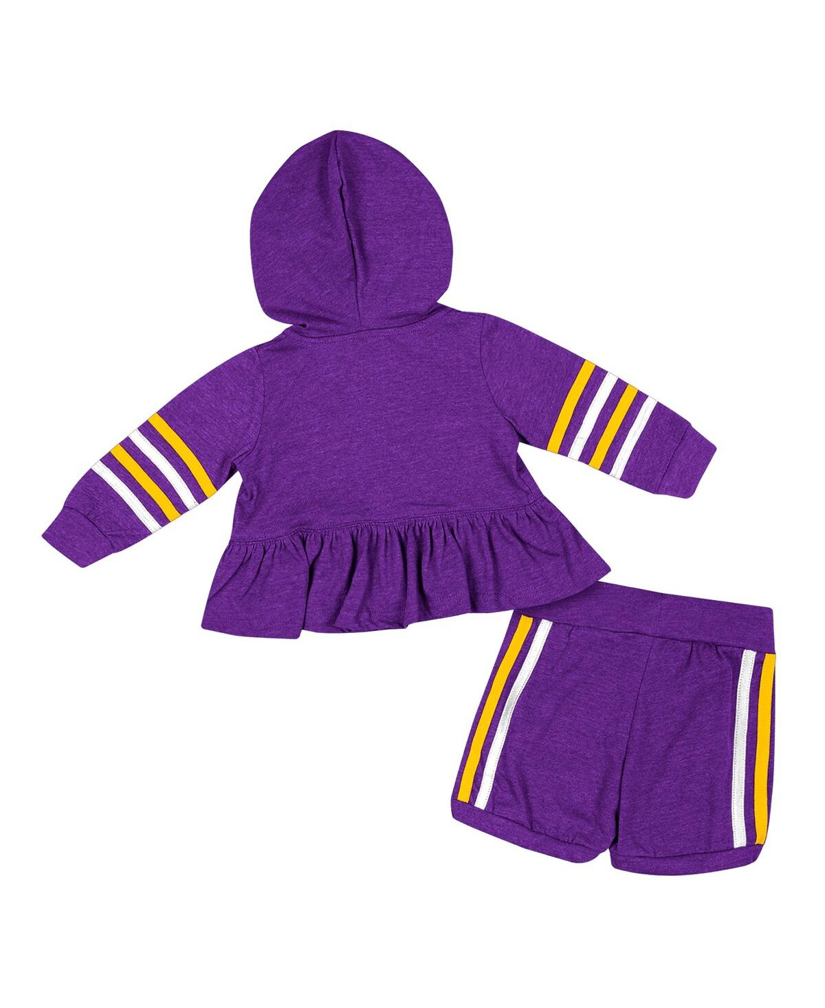 Colosseum Baby Boys And Girls 2-piece Purple Lsu Tigers Spoonful Full-zip Hoodie Shorts Set In Purple