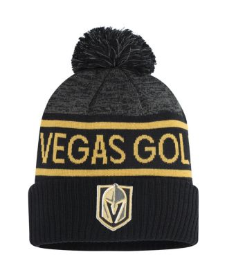 Fanatics - Men's Black/Heather Charcoal Vegas Golden Knights Authentic Pro Rink Cuffed with Pom Knit Hat