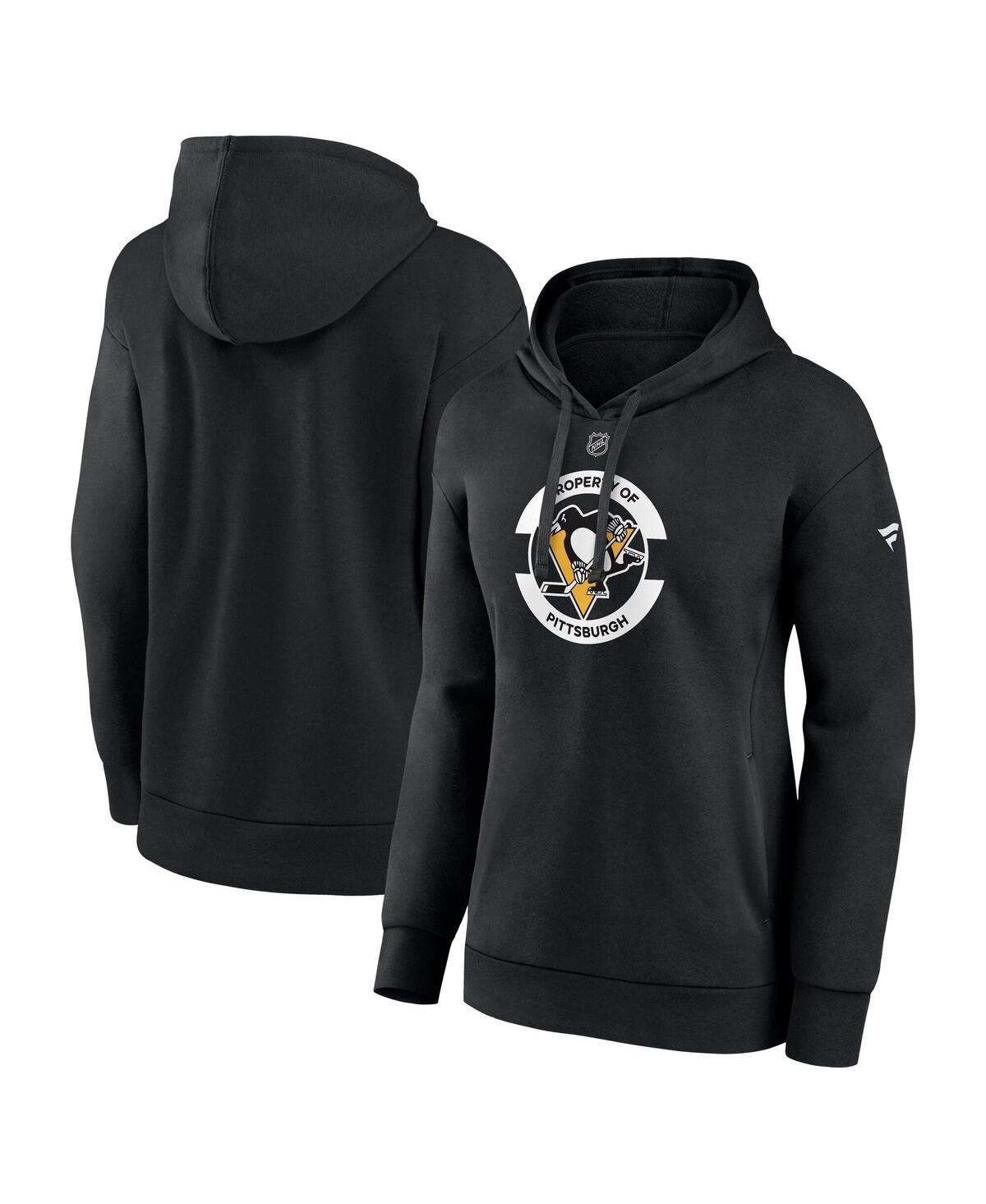 Women's Black Pittsburgh Penguins Authentic Pro Core Secondary Fleece Pullover Hoodie - Black