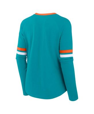 Women's Aqua Miami Dolphins Won and Done Lace-Up Long Sleeve Fashion Top