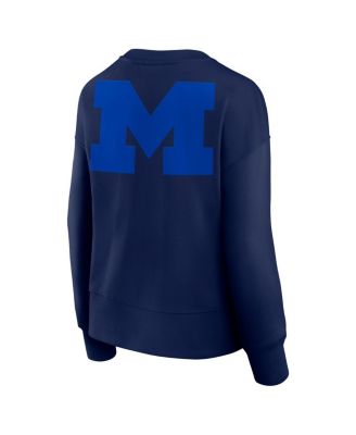 Women's Navy Michigan Wolverines Supersoft Flow Fleece Pullover Sweatshirt